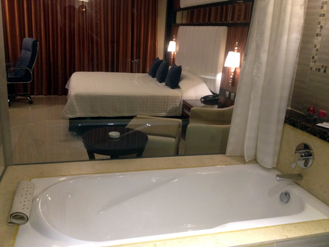 バスルームから見た部屋の様子。